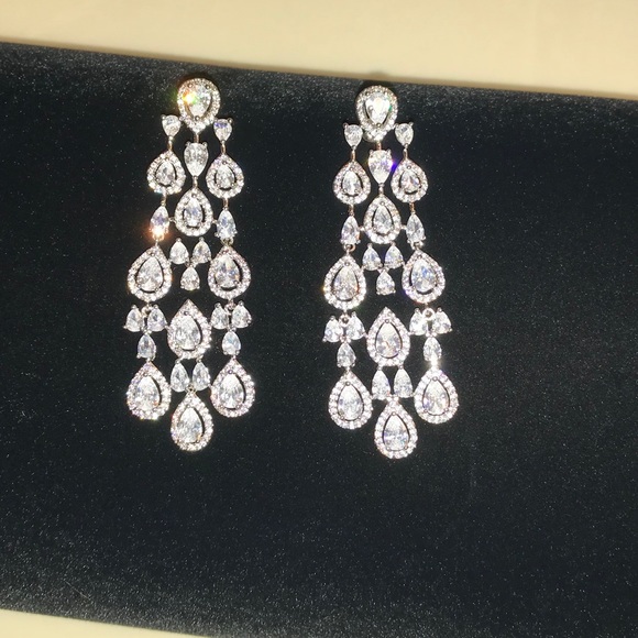 6ct Marquis Chandelier Earrings - Picture 3 of 12